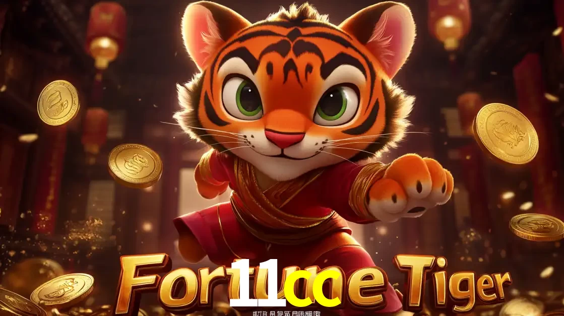 O carismático mascote do jogo de slot Fortune Tiger, um tigre fofo em pose de artes marciais, pronto para trazer sorte e multiplicadores de ganhos no cassino online 11cc.
