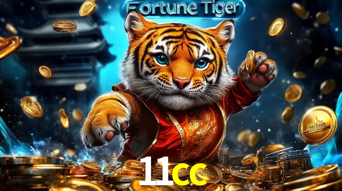 Imagem promocional do jogo de slot Fortune Tiger, com um tigre majestoso em traje tradicional cercado por uma fortuna em moedas de ouro, disponível agora no cassino 11cc.